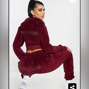 Velour track suit Burgundy